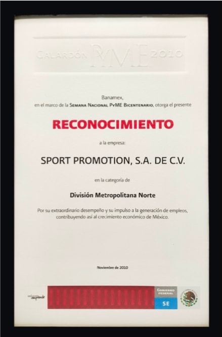 Banamex — Reconocimiento a Sport Promotion S.A. de C.V., División Metropolitana Norte, Noviembre 2010