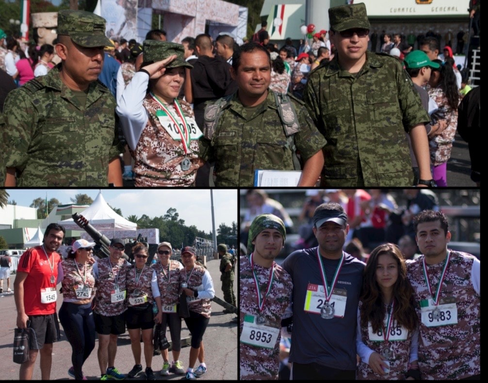 Sedena Run — participantes con medallas posando en la carrera