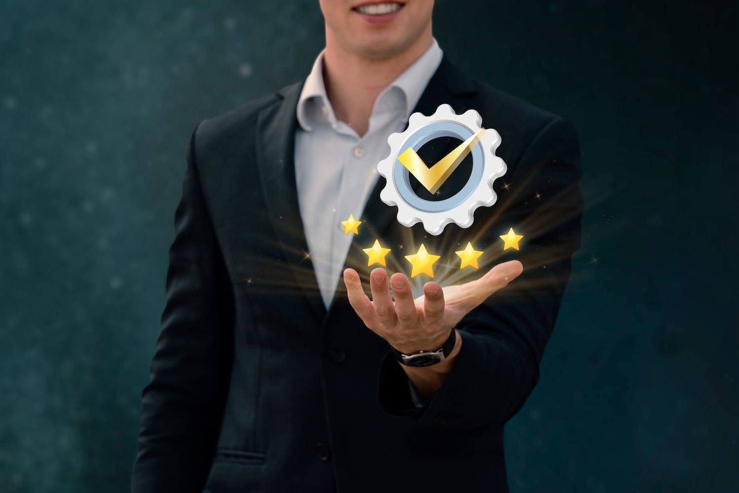 Professional holding award representing excellence